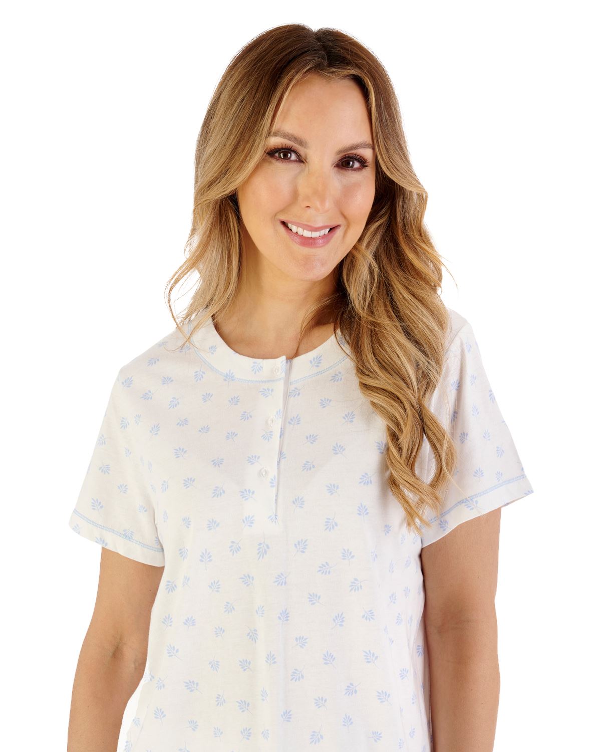Slenderella Womens 40" Leaf Print Jersey Nightdress