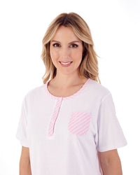 Slenderella Womens Classic Stripe Seersucker Woven Cropped Pyjamas