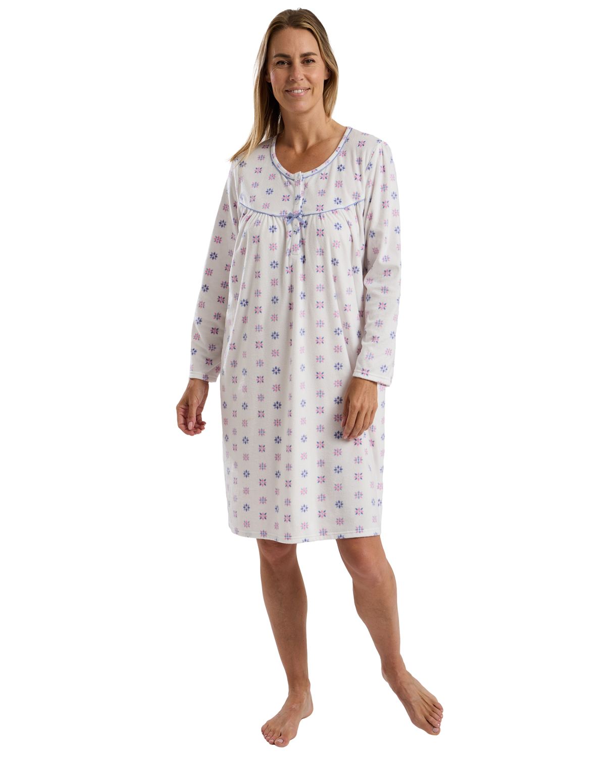 Marlon Womens Geo Floral 40" Fleece Nightdress
