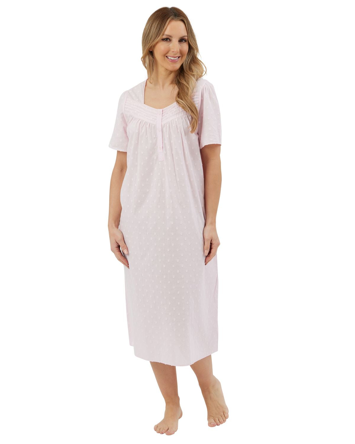 Marlon Womens Linear Floral 45" Short Sleeve Button Nightie