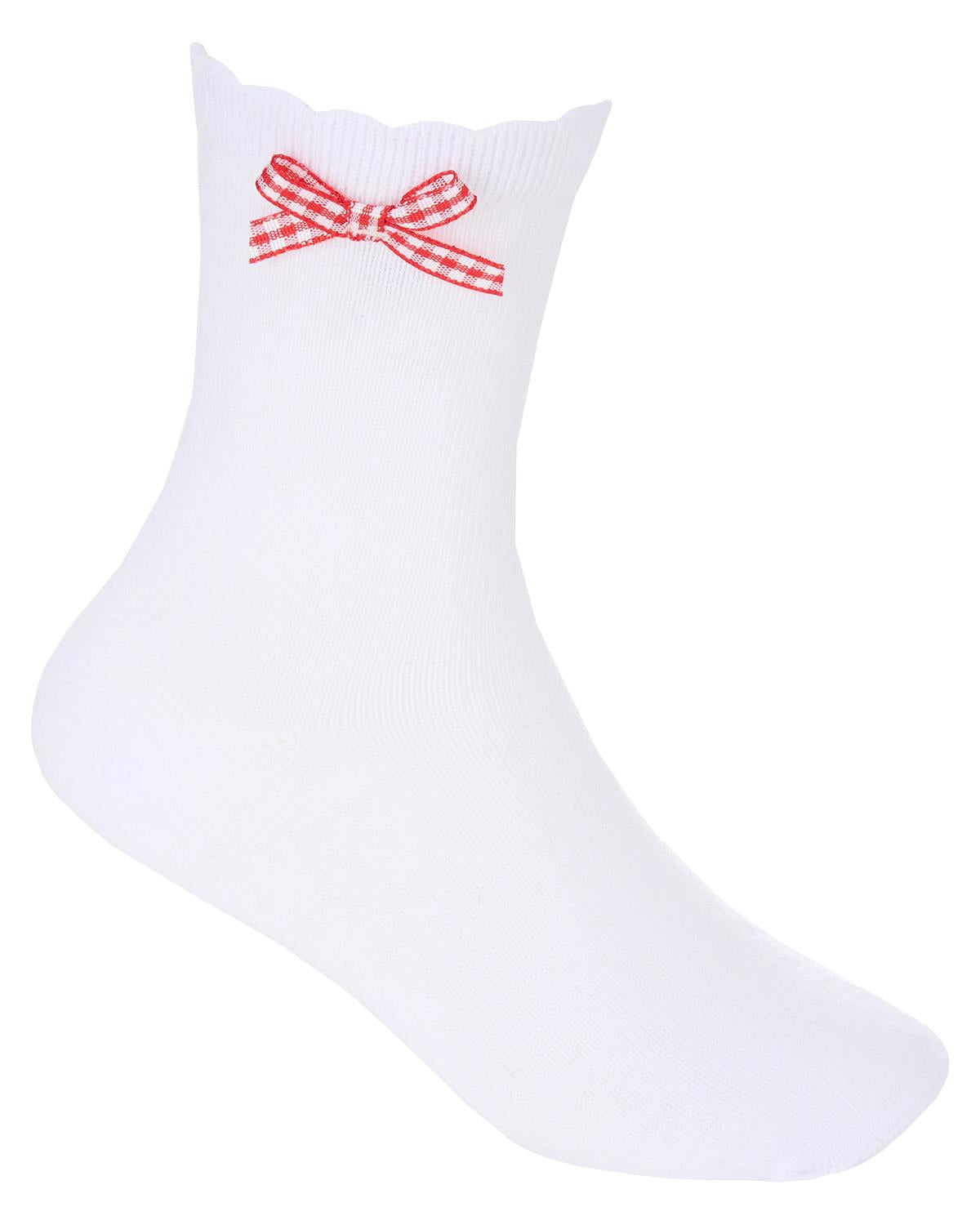 Girls 6 Pack Gingham Lace Socks