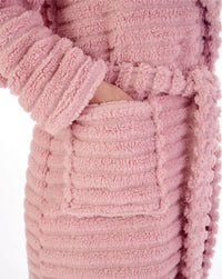 Slenderella Womens 46" Teddy Fleece Hooded Dressing Gown