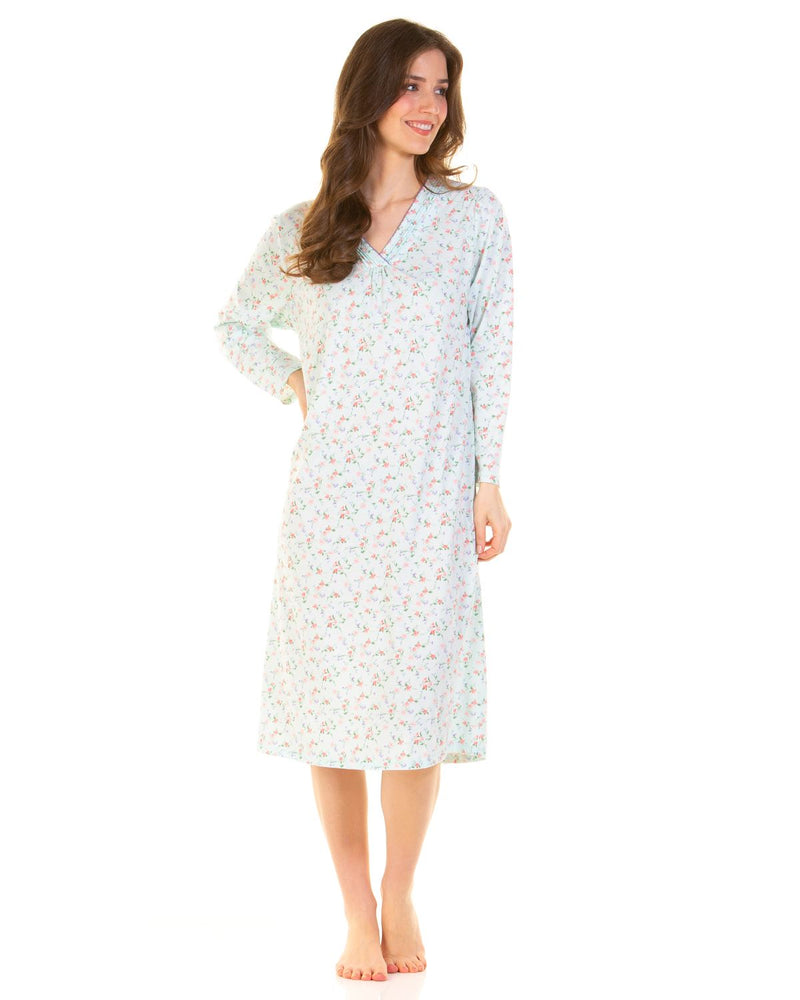 La Marquise Womens Pleated Susan Long Sleeve Nightie