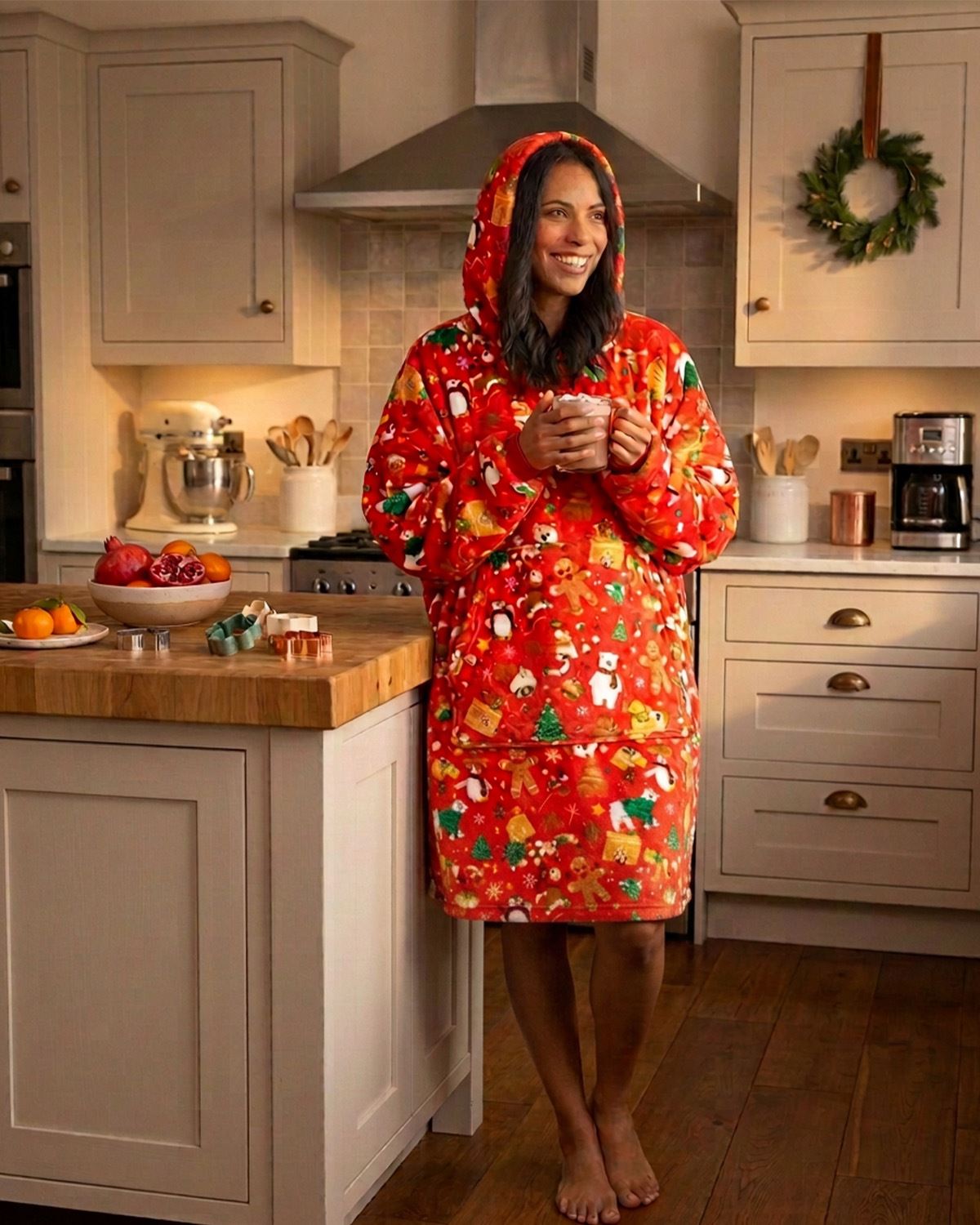 Huggable Unisex Christmas Print Oversized Hoodie