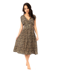 Pistachio Womens Wide Cross Over Print Dress