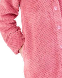 Slenderella Womens 46" Waffle Fleece Button Dressing Gown