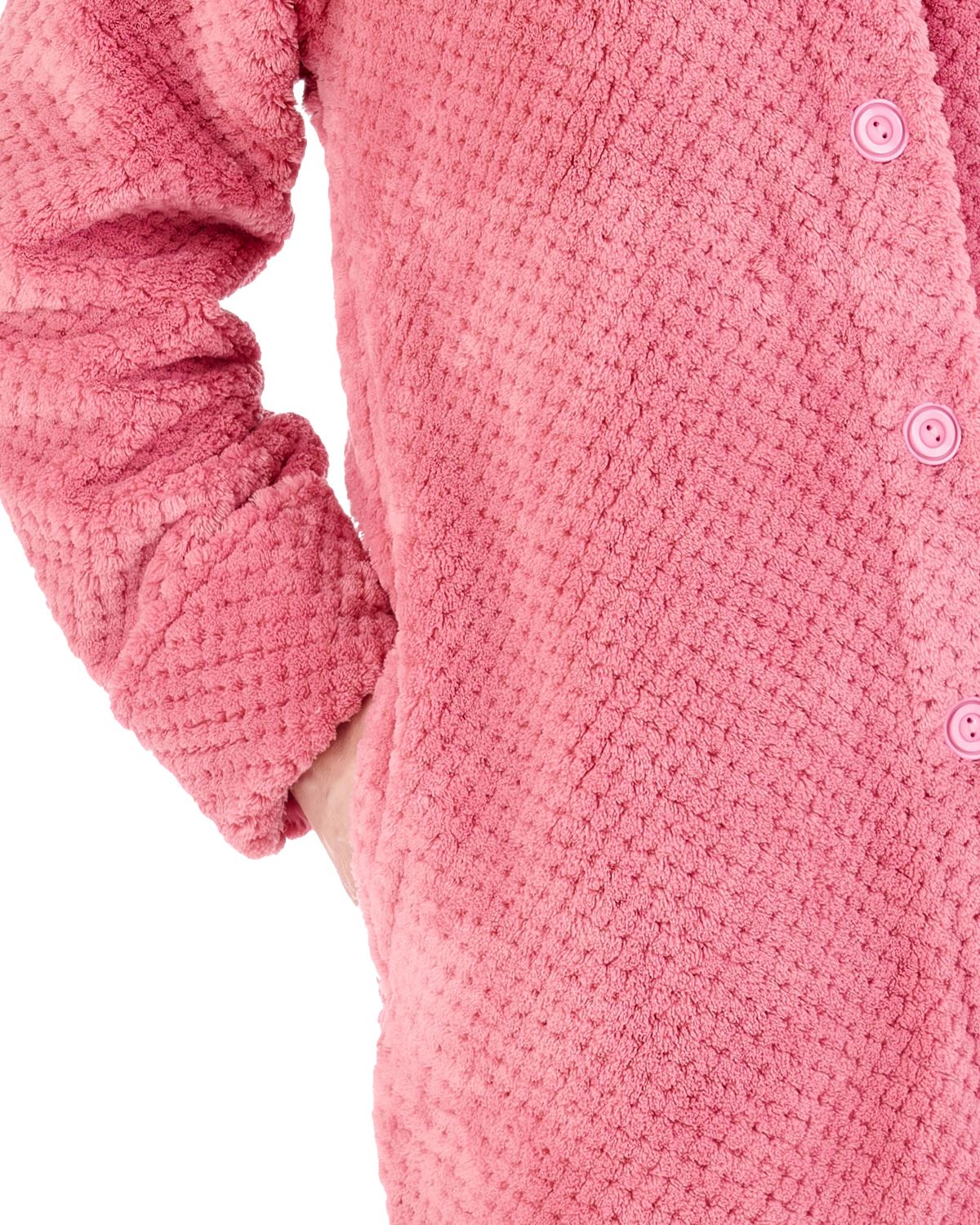 Slenderella Womens 46" Waffle Fleece Button Dressing Gown