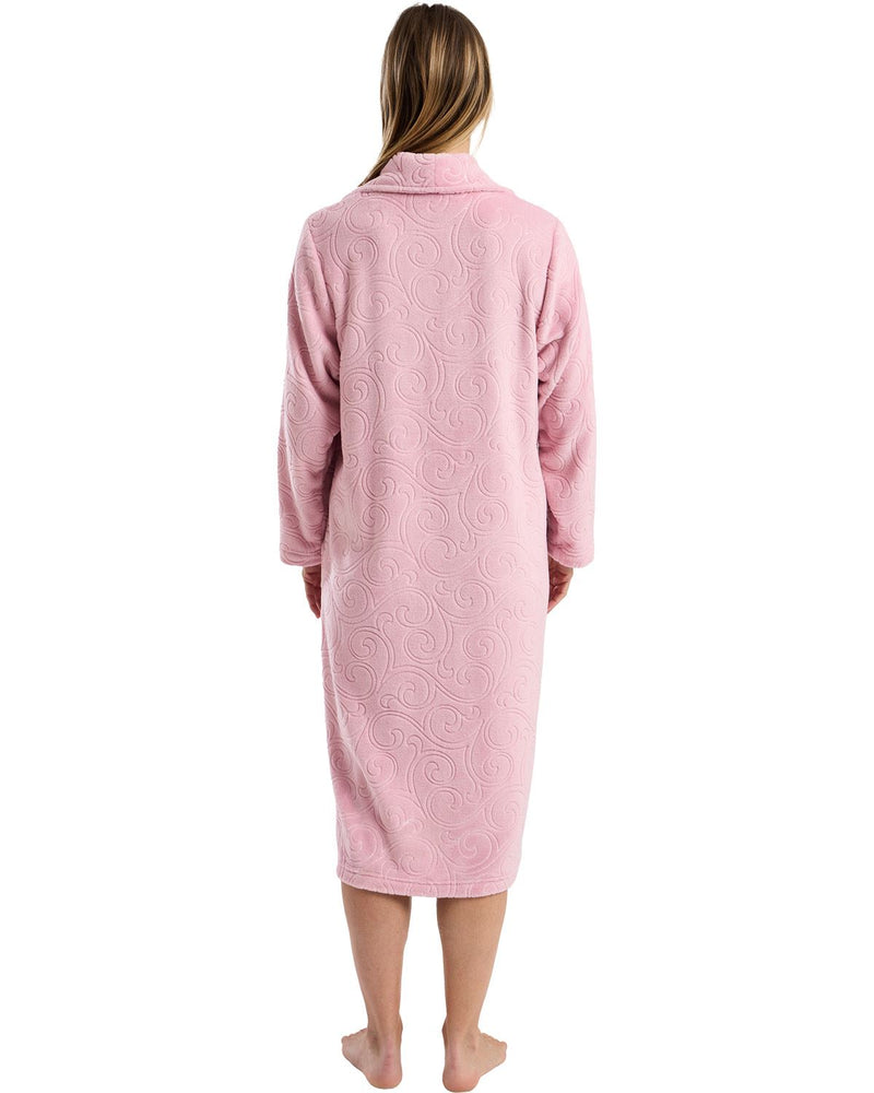 Marlon Womens Swirl Fleece Zip Housecoat