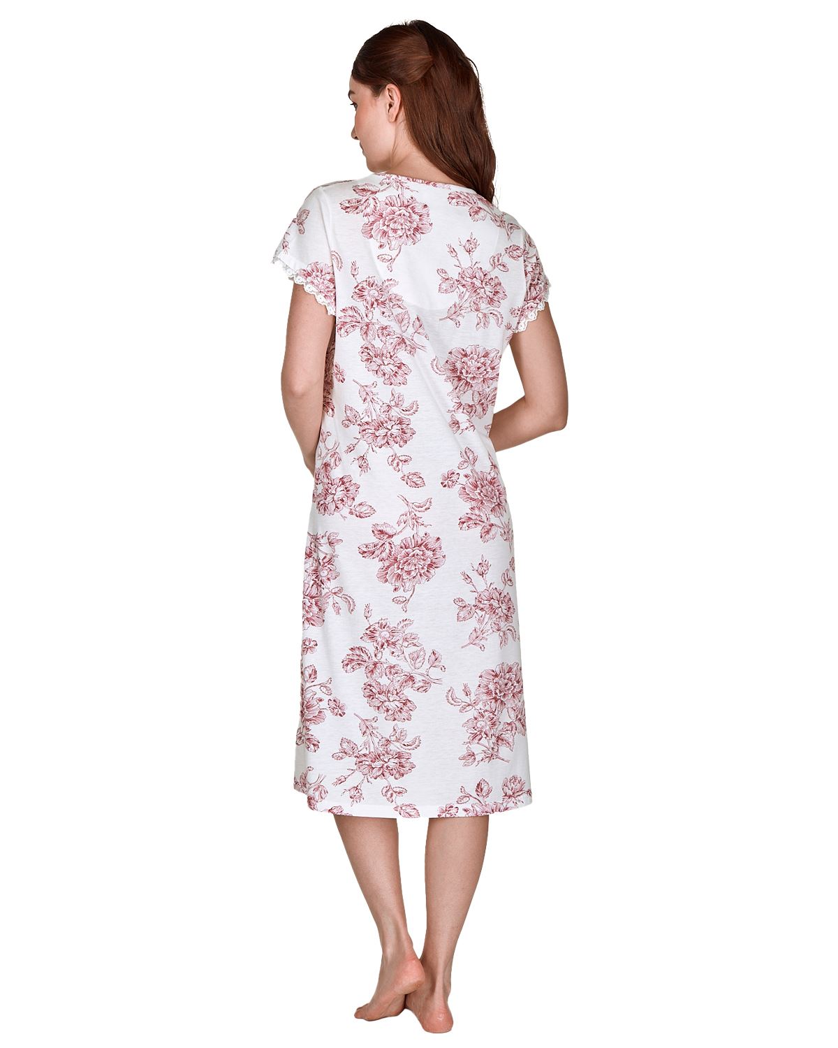 La Marquise Womens Vintage Bouquet Short Sleeve 43" Jersey Nightie