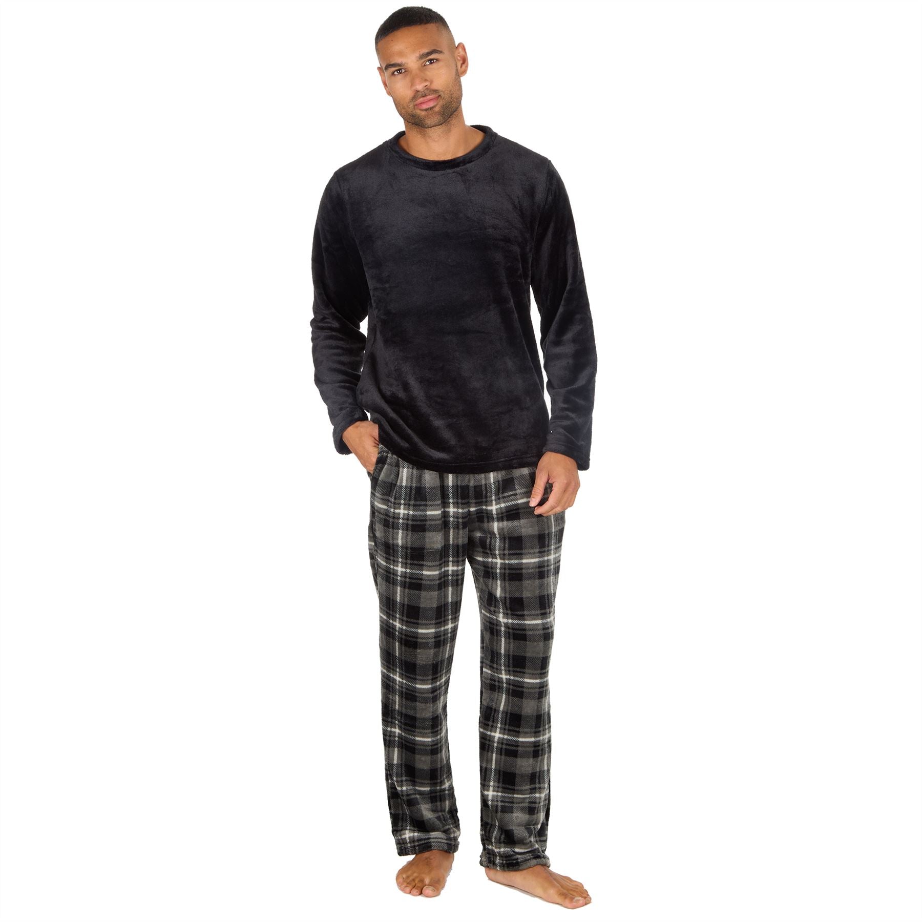 Cargo Bay Mens Polished Fleece Check Pyjamas