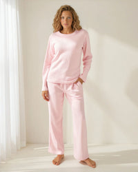 Forever Dreaming Womens Ribbed Stripe Fleece Lounge Set