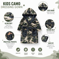 Boys Green Camo Dressing Gown
