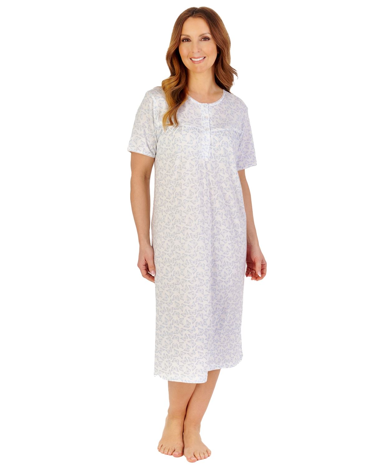 Slenderella Womens 42" Bamboo Butterfly Short Sleeve Nightdress