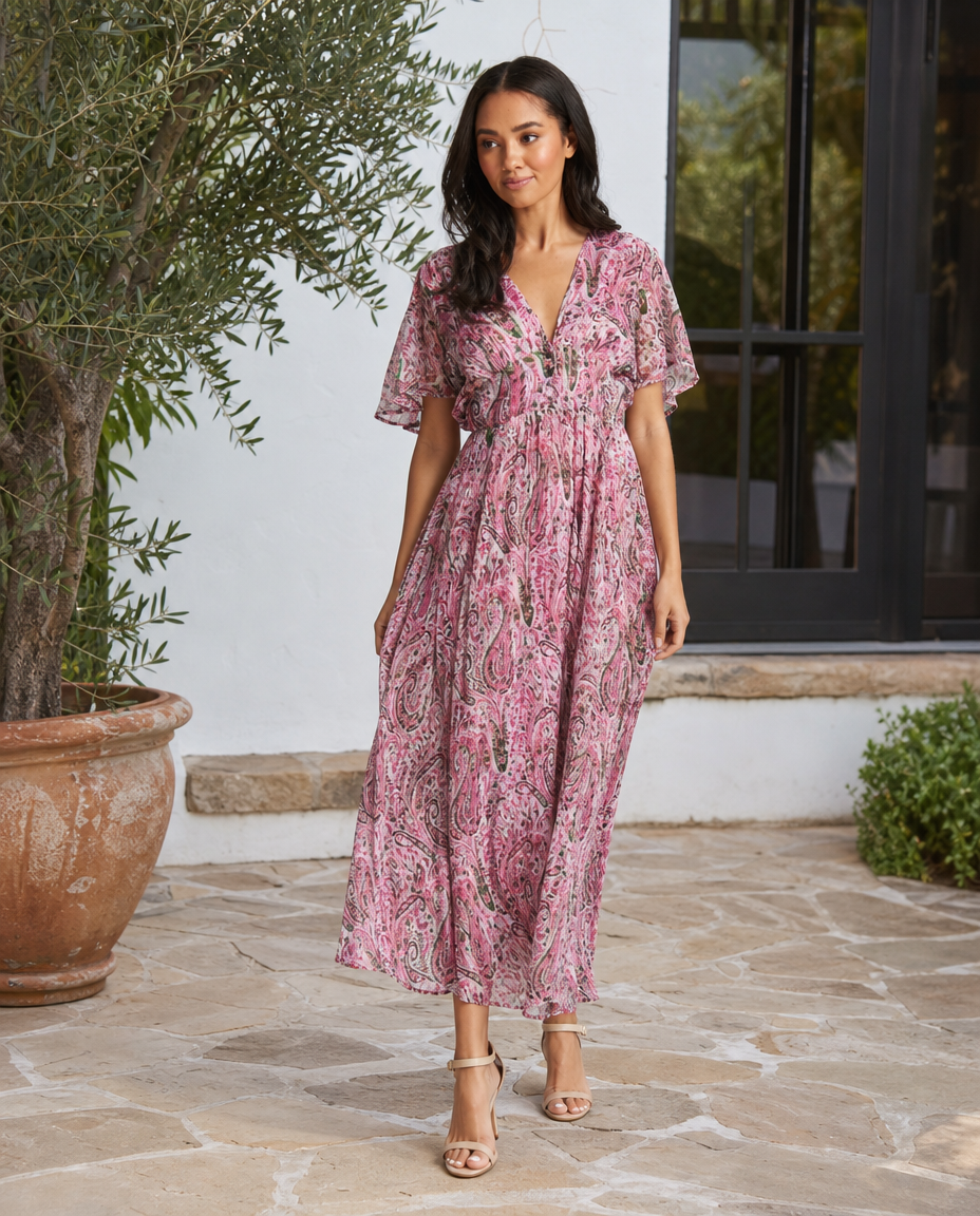 South Beach Womens Paisley Print Midi Dress