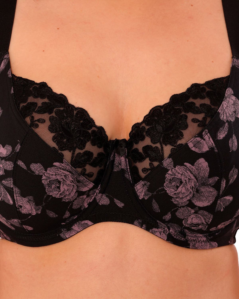 Gemm Womens Rose Print Underwired Bra