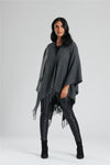 South Beach Womens Knitted Fringe Poncho