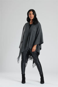 South Beach Womens Knitted Fringe Poncho