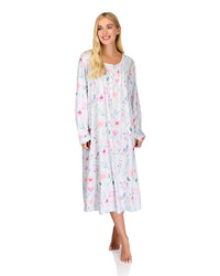 La Marquise Womens 'Watercolours' 43" & 50" Long Sleeve Jersey Nightie