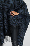 South Beach Womens Jacquard Fringe Poncho