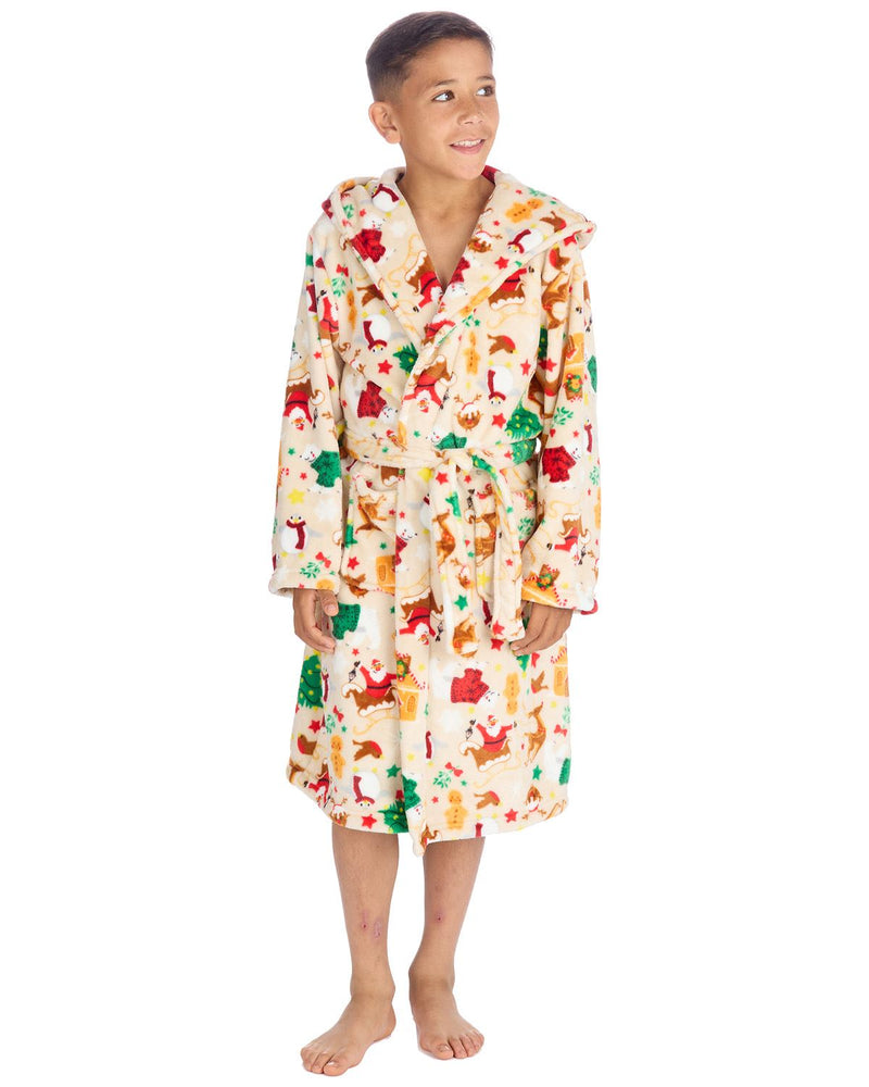 Huggable Kids Christmas Hooded Dressing Gown