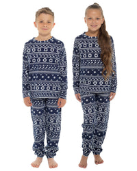 Slumber Hut Girls Jersey Navy Fairisle Pyjamas