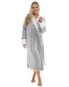 Womens Textured Fleece Sherpa Trim Dressing Gown