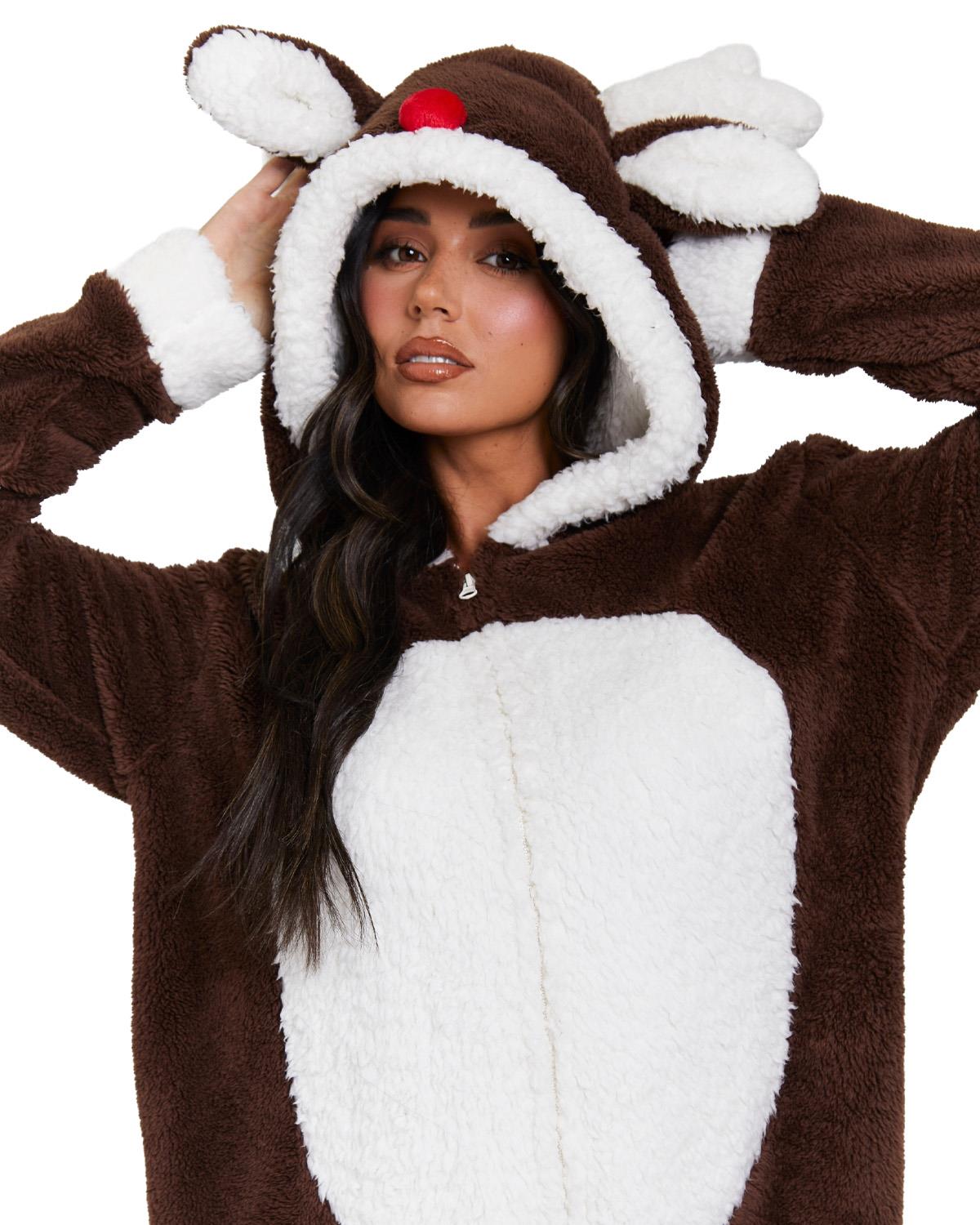 Loungeable Womens Fleece Reindeer Onesie