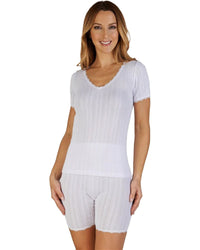 Slenderella Womens Seamless Brushed Thermal Short Sleeve Top