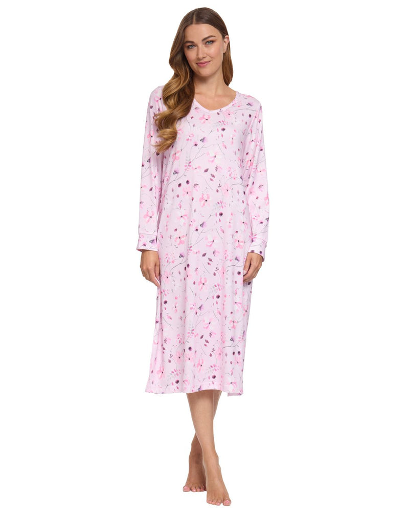 La Marquise Womens 'Floral Reflections' Long Sleeve Nightie