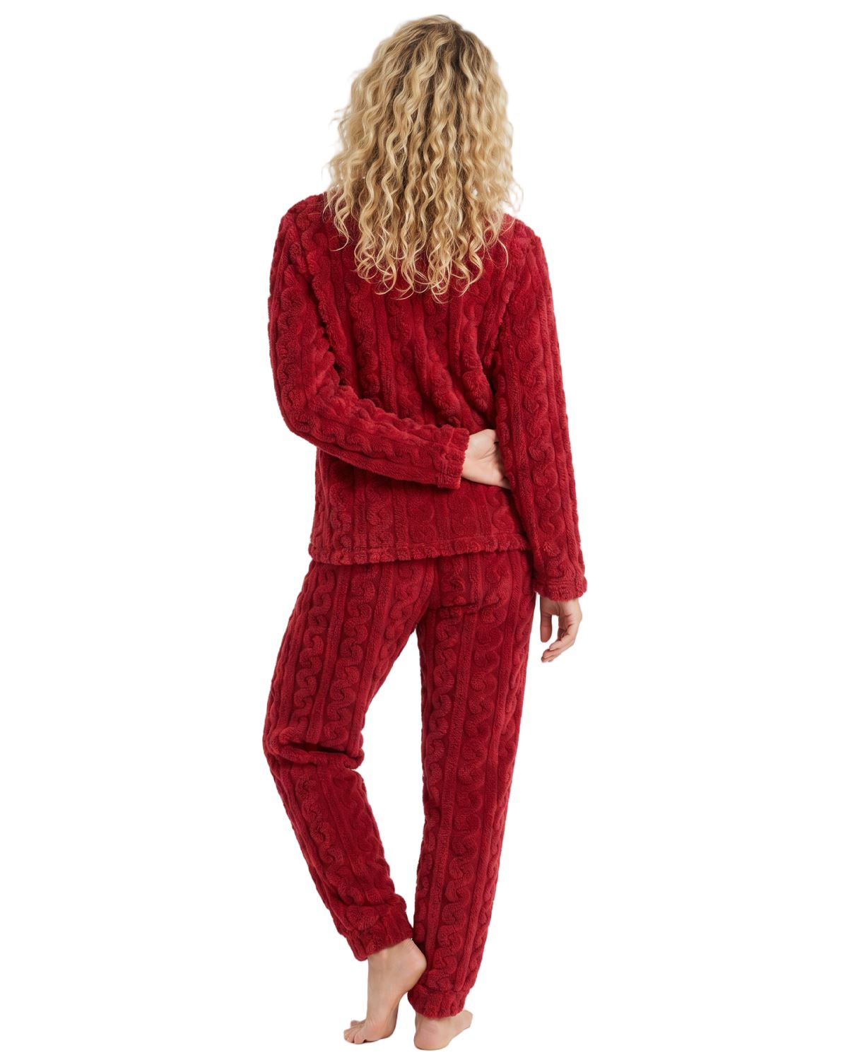 Indigo Sky Womens Cable Effect Fleece Pyjamas