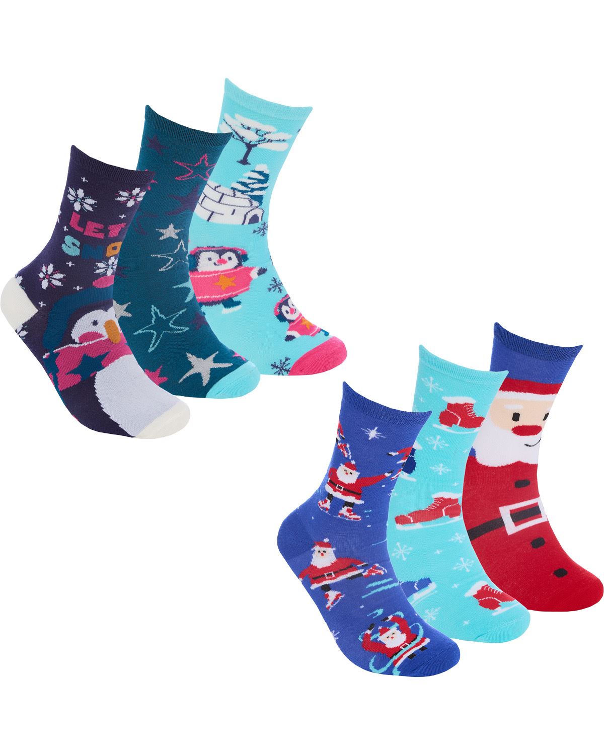 6 Pack Family Christmas Socks
