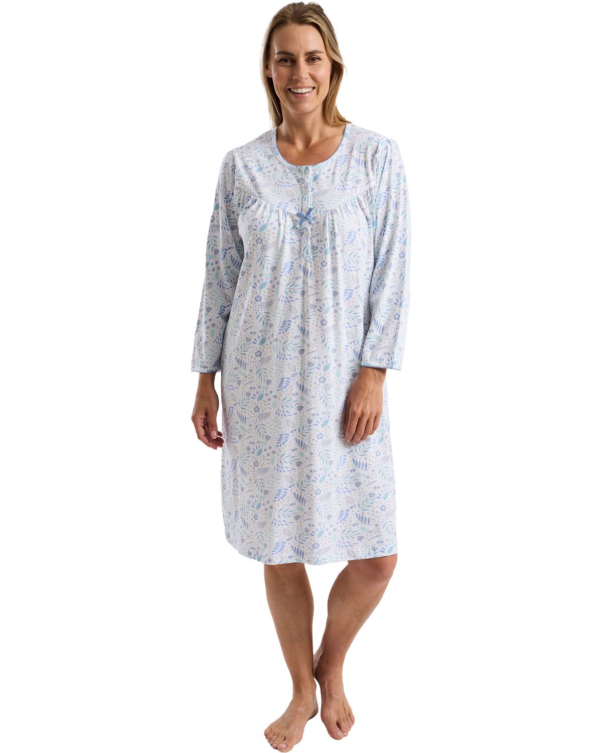 Marlon Womens Fun Floral  40" Long Sleeve Nightdress