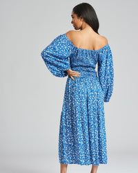 Womens Floral Long Bardot Sleeve Dress