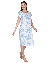 La Marquise Womens Vintage Bouquet Short Sleeve 43" Jersey Nightie