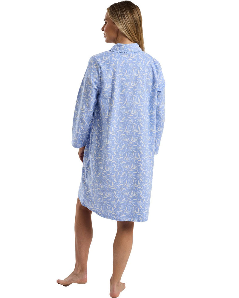 Marlon Womens Pretty Floral Wincey 40" Long Sleeve Nightdress