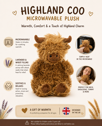 Highland Coo Cow Microwavable Plush Lavender Heat Pack