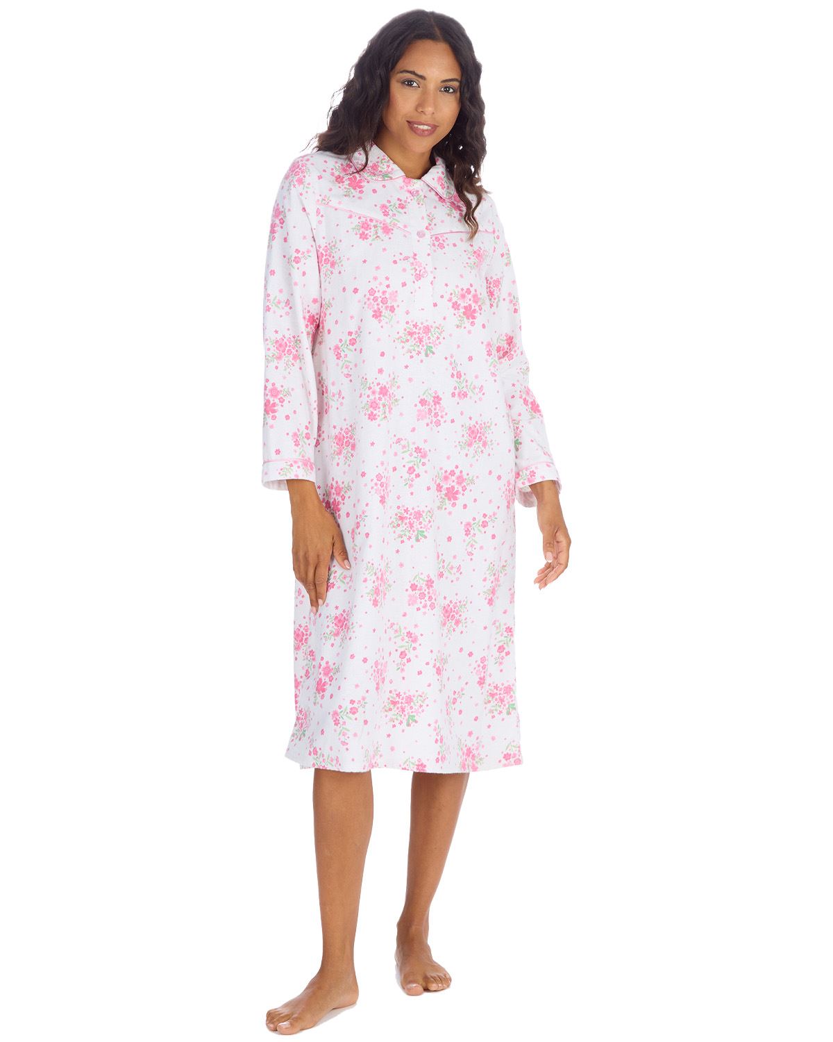 Countess Christie Womens Long Sleeve Floral Cotton Nightie