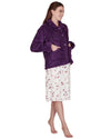 La Marquise Womens Diamond Jacquard Button Fleece Bed Jacket