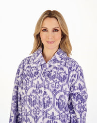 Slenderella Womens Printed Waffle Fleece Button Dressing Gown
