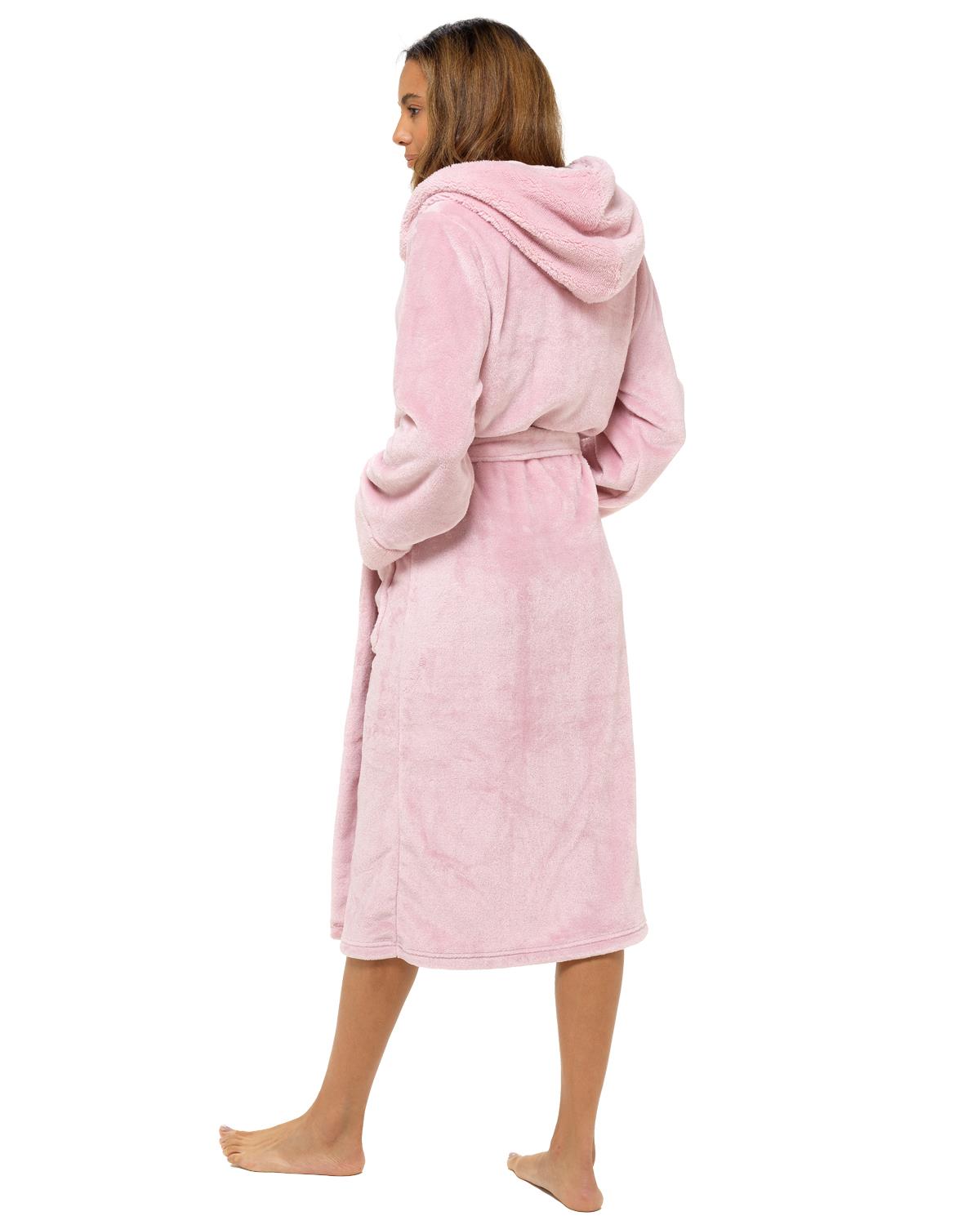 Womens Polished Fleece Cuff Detail Dressing Gown