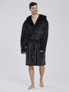 Loungeable Mens Black Check Fleece Dressing Gown