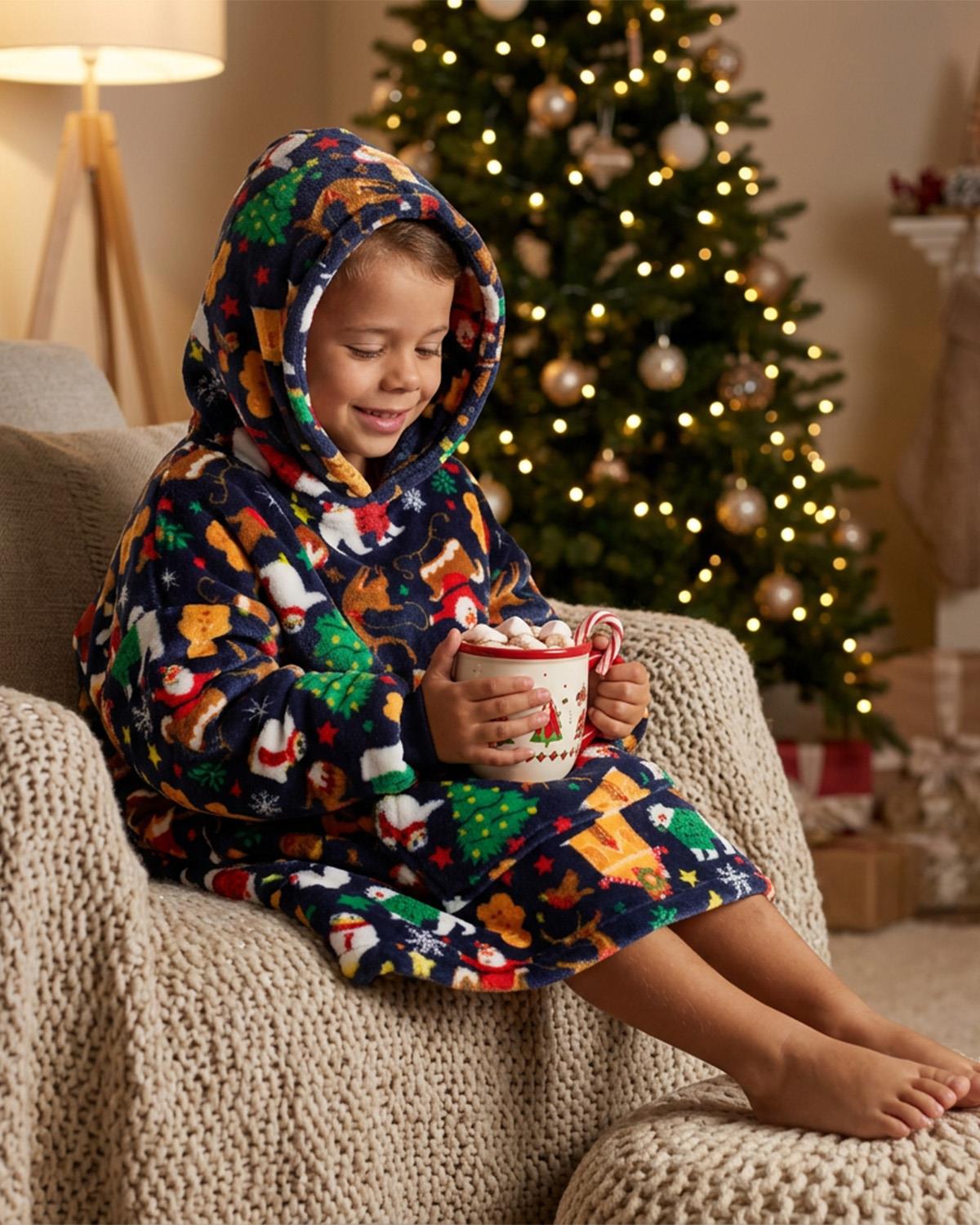Huggable Kids Christmas Print Oversized Hoodie