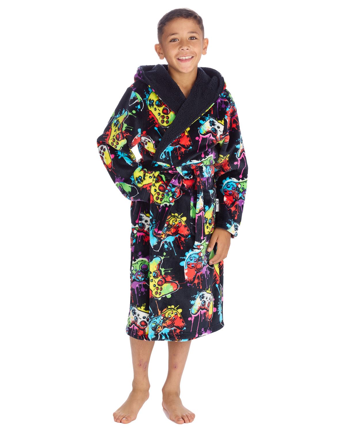 Huggable Kids Hooded Fleece Gaming Dressing Gown
