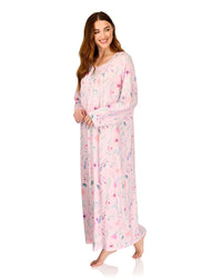 La Marquise Womens 'Watercolours' 43" & 50" Long Sleeve Jersey Nightie