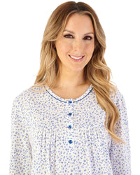 Slenderella Womens Ditsy Print 45" Long Sleeve Jersey Nightdress