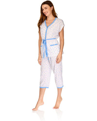 La Marquise Womens 'Vintage Blossoms' Short Sleeve Cropped Pyjamas