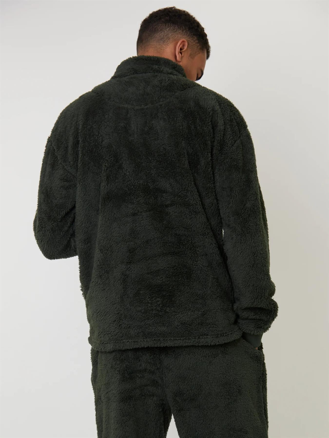 Loungeable Mens Sherpa Fleece 1/4 Zip Lounge Jumper