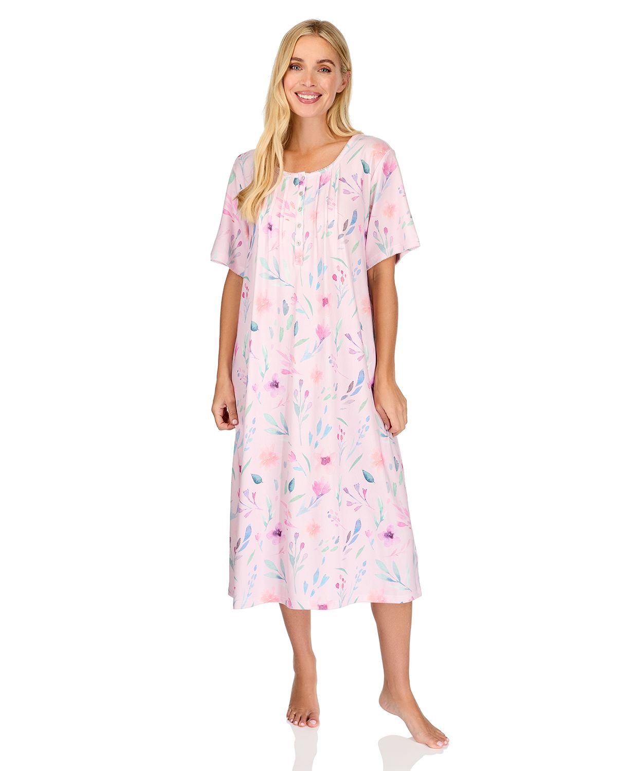 La Marquise Womens 'Watercolours' 43" & 50" Short Sleeve Nightie