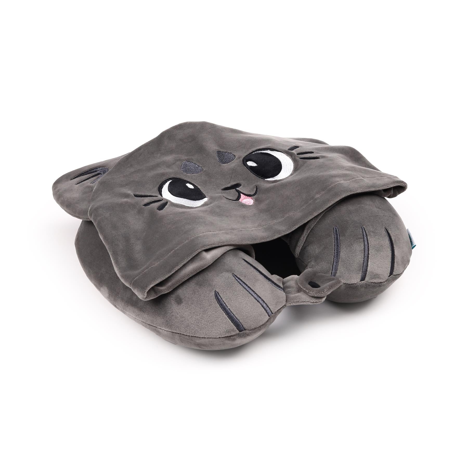 Hoodeazzz Adoramals Plush Memory Foam Travel Pillow & Hood