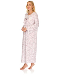 La Marquise Womens 'Velvet Rose' Long Sleeve Jersey Nightie